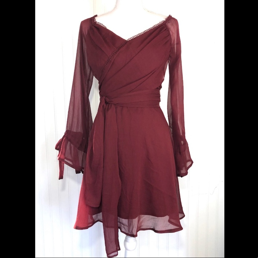NWT ASOS Boho burgundy dress S 4